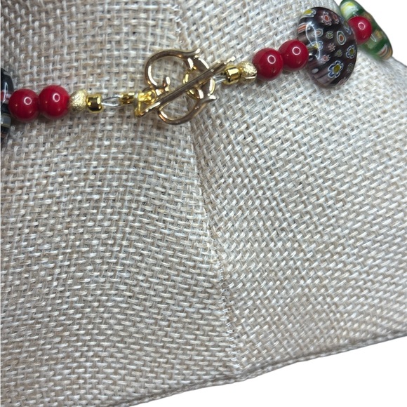 Murano Glass Millefiori Bead Necklace Artisan Made - Picture 2 of 3